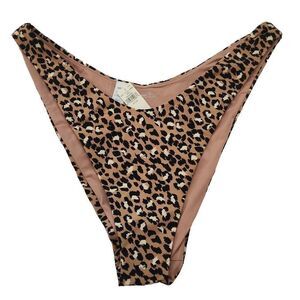 Aerie Women's Size XXL Tan White Black Leopard Print Cheekier Hi Cut Swim Bottom
